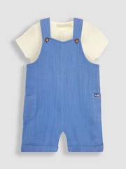 JoJo Maman Bébé 2-Piece Cheesecloth Dungarees & Shirt Bodysuit Set - Изображение 1 из 5