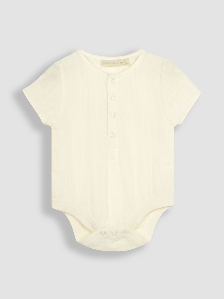 JoJo Maman Bébé Denim 2-Piece Cheesecloth Dungarees & Shirt Bodysuit Set - Image 2 of 5 JoJo Maman Bébé Denim 2-Piece Cheesecloth Dungarees & Shirt Bodysuit Set - Image 2 of 5
