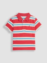 JoJo Maman Bébé Pink Classic Stripe Polo Shirt - Image 1 of 3