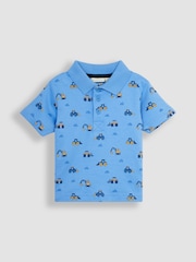 JoJo Maman Bébé Blue Digger Printed Polo Shirt - Image 1 of 3