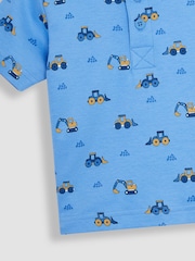 JoJo Maman Bébé Blue Digger Printed Polo Shirt - Image 3 of 3
