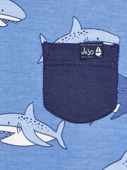 JoJo Maman Bébé Blue Shark Contrast Pocket Top - Image 3 of 3