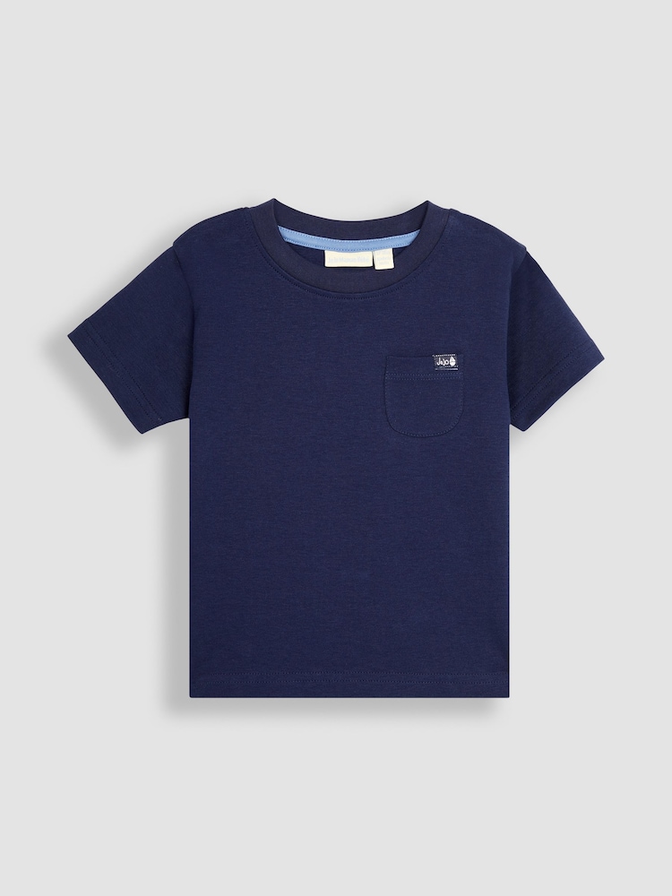 JoJo Maman Bébé Navy Stone Shark 2-Pack Pocket T-Shirts - Image 2 of 3 JoJo Maman Bébé Navy Stone Shark 2-Pack Pocket T-Shirts - Image 2 of 3