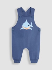 JoJo Maman Bébé Navy Blue Shark Appliqué Trouser Dungarees & T-Shirt Set - Image 3 of 7