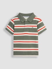 Зеленый хаки - JoJo Maman Bébé Stripe Polo Shirt - Изображение 1 из 3