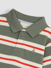 Зеленый хаки - JoJo Maman Bébé Stripe Polo Shirt - Изображение 2 из 3