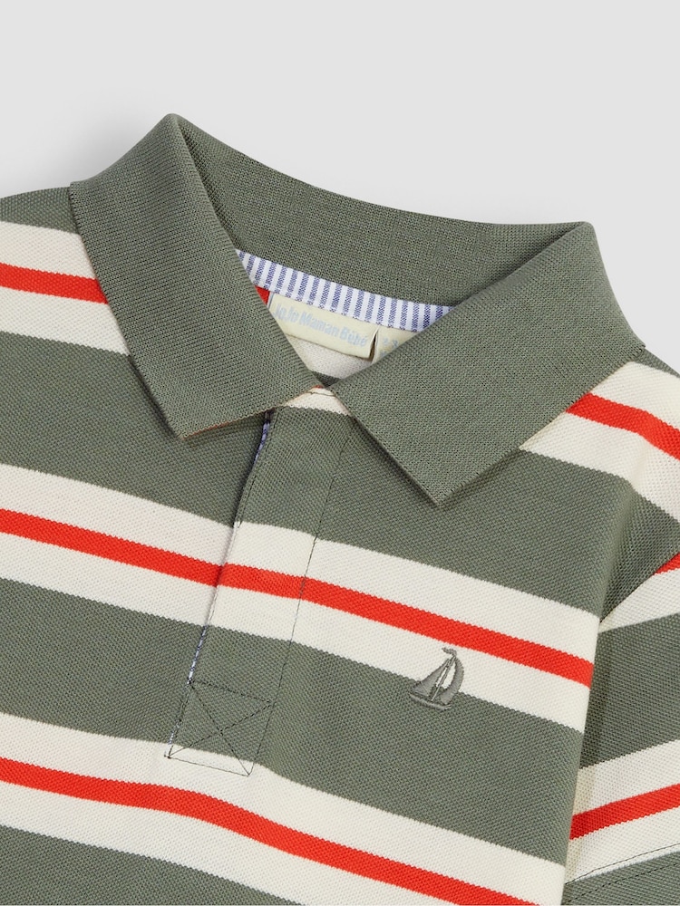 Зеленый хаки - JoJo Maman Bébé Stripe Polo Shirt - Изображение 2 из 3