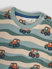 JoJo Maman Bébé Khaki Green Tractor Crew Neck Jersey Sweatshirt - Image 2 of 3