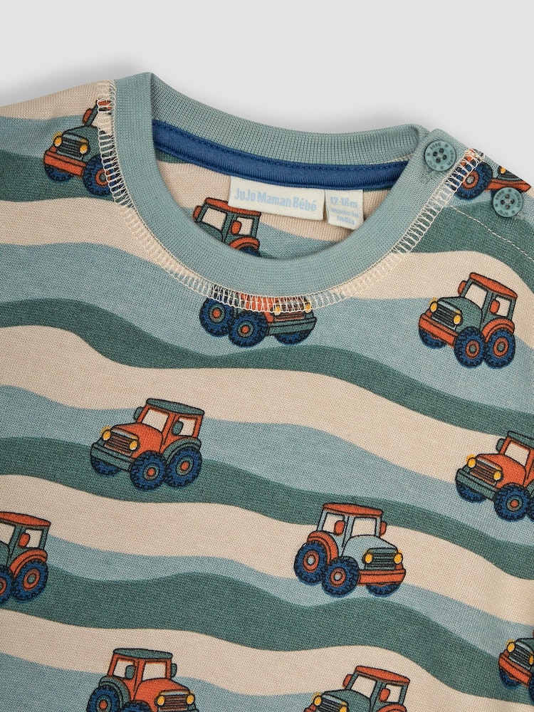 JoJo Maman Bébé Khaki Green Tractor Crew Neck Jersey Sweatshirt - Image 2 of 3 JoJo Maman Bébé Khaki Green Tractor Crew Neck Jersey Sweatshirt - Image 2 of 3