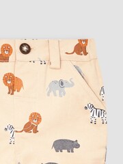 JoJo Maman Bébé Natural Safari Animals Safari Animal Heads Twill Shorts - Image 3 of 3