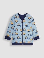 JoJo Maman Bébé Navy Digger Applique Reversible Hoodie - Image 2 of 7