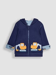 JoJo Maman Bébé Navy Digger Applique Reversible Hoodie - Image 3 of 7