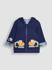 JoJo Maman Bébé Navy Digger Applique Reversible Hoodie - Image 4 of 7