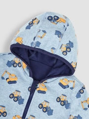JoJo Maman Bébé Navy Digger Applique Reversible Hoodie - Image 5 of 7