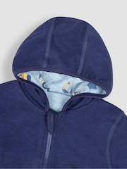 JoJo Maman Bébé Navy Digger Applique Reversible Hoodie - Image 6 of 7