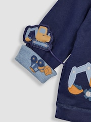 JoJo Maman Bébé Navy Digger Applique Reversible Hoodie - Image 7 of 7