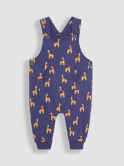 JoJo Maman Bébé Navy 2-Piece Giraffe Dungarees & Stripe T-Shirt Set - Image 3 of 5