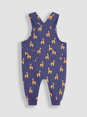 JoJo Maman Bébé Navy 2-Piece Giraffe Dungarees & Stripe T-Shirt Set - Image 4 of 5