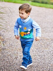 JoJo Maman Bébé Blue Farm Scene Tank Top - Image 1 of 5