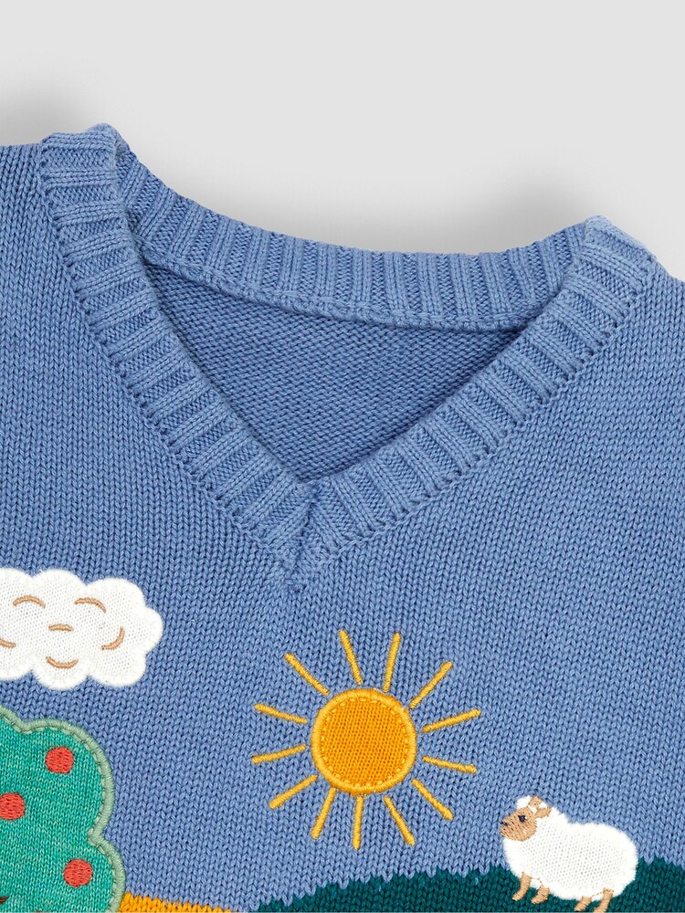 JoJo Maman Bébé Blue Farm Scene Tank Top - Image 4 of 5