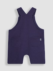 JoJo Maman Bébé Navy Blue Boat Appliqué Short Dungarees & T-Shirt Set - Image 4 of 6