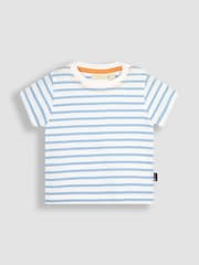 JoJo Maman Bébé Navy Blue Boat Appliqué Short Dungarees & T-Shirt Set - Image 5 of 6