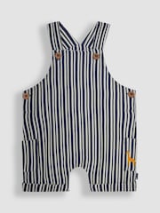 JoJo Maman Bébé Navy Blue Stripe Dungarees & T-Shirt 2-Piece Set - Image 2 of 6