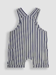 JoJo Maman Bébé Navy Blue Stripe Dungarees & T-Shirt 2-Piece Set - Image 3 of 6
