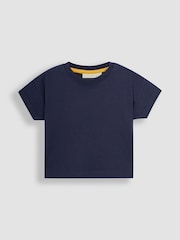 JoJo Maman Bébé Navy Blue Stripe Dungarees & T-Shirt 2-Piece Set - Image 4 of 6