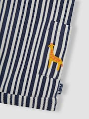 JoJo Maman Bébé Navy Blue Stripe Dungarees & T-Shirt 2-Piece Set - Image 6 of 6