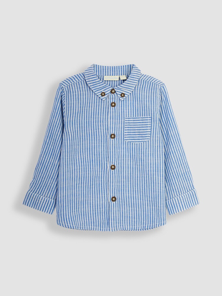 JoJo Maman Bébé Blue Ticking Stripe Shirt - Image 1 of 3 JoJo Maman Bébé Blue Ticking Stripe Shirt - Image 1 of 3