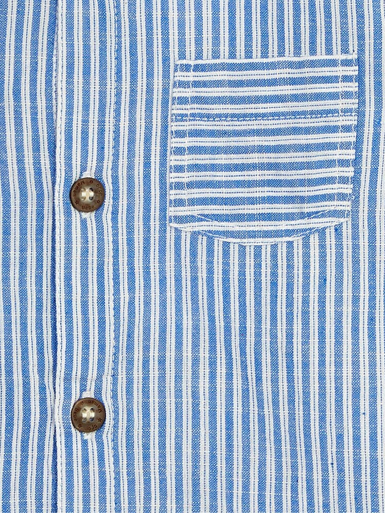JoJo Maman Bébé Blue Ticking Stripe Shirt - Image 3 of 3 JoJo Maman Bébé Blue Ticking Stripe Shirt - Image 3 of 3