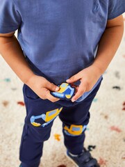 JoJo Maman Bébé Navy Blue Digger Appliqué Pet in Pocket Joggers - Image 3 of 6