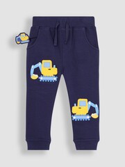 JoJo Maman Bébé Navy Blue Digger Appliqué Pet in Pocket Joggers - Image 4 of 6
