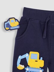 JoJo Maman Bébé Navy Blue Digger Appliqué Pet in Pocket Joggers - Image 6 of 6