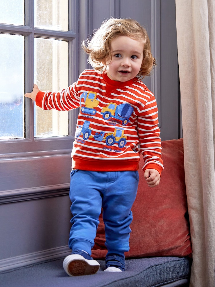 JoJo Maman Bébé Orange Transport Appliqué Jersey Sweatshirt & Leggings Set - Image 1 of 6