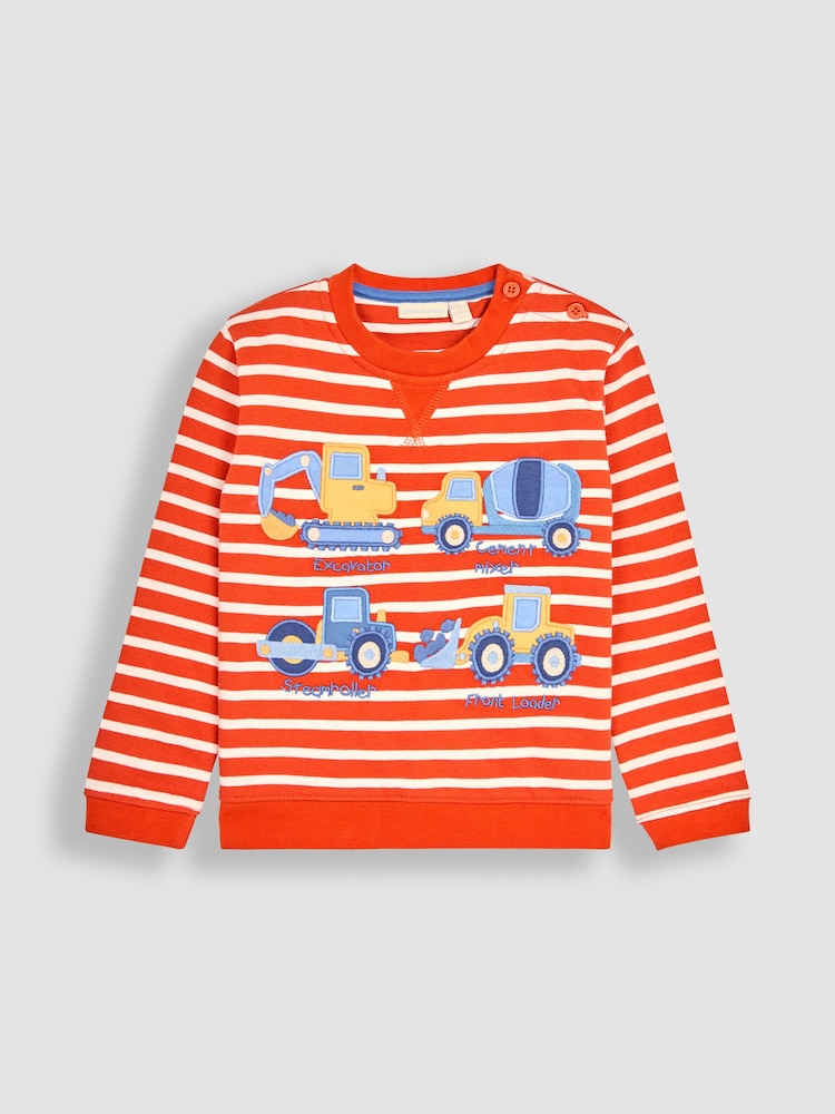 JoJo Maman Bébé Orange Transport Appliqué Jersey Sweatshirt & Leggings Set - Image 3 of 6
