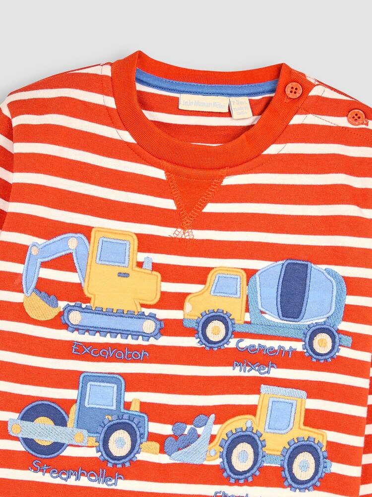 JoJo Maman Bébé Orange Transport Appliqué Jersey Sweatshirt & Leggings Set - Image 5 of 6