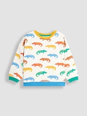 JoJo Maman Bébé Natural Crocodile Crew Neck Jersey Sweatshirt - Image 1 of 3