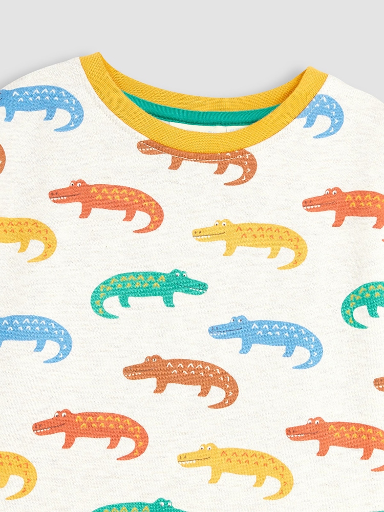 JoJo Maman Bébé Natural Crocodile Crew Neck Jersey Sweatshirt - Image 2 of 3