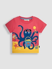 JoJo Maman Bébé Orange Octopus Interactive Appliqué T-Shirt - Image 2 of 3