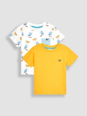 JoJo Maman Bébé White Pelican 2-Pack Pocket T-Shirts - Image 1 of 3