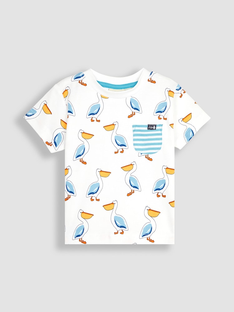 JoJo Maman Bébé White Pelican 2-Pack Pocket T-Shirts - Image 2 of 3