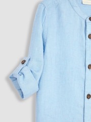 JoJo Maman Bébé Blue Cotton Linen Summer Long Sleeve Shirt - Image 3 of 3