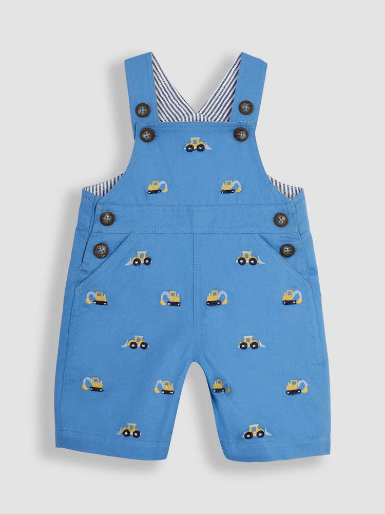 JoJo Maman Bébé Blue Digger Embroidered Dungarees - Image 2 of 4