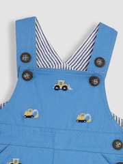 JoJo Maman Bébé Blue Digger Embroidered Dungarees - Image 4 of 4