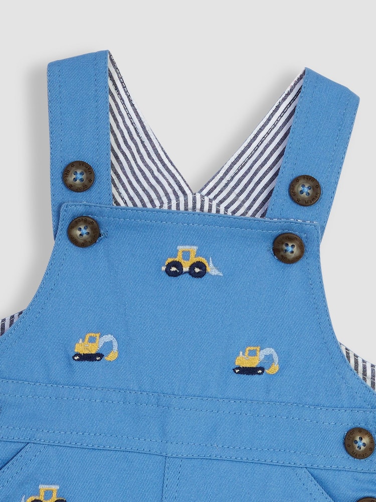 JoJo Maman Bébé Blue Digger Embroidered Dungarees - Image 4 of 4