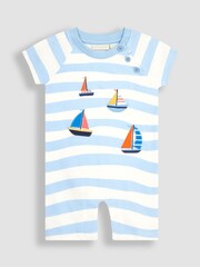 JoJo Maman Bébé Blue Boat Appliqué Romper - Image 1 of 3