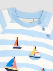 JoJo Maman Bébé Blue Boat Appliqué Romper - Image 3 of 3