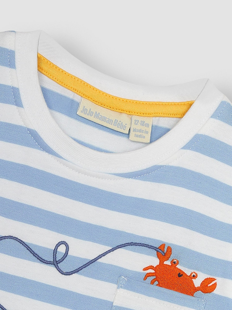 JoJo Maman Bébé Blue Pelican Appliqué Pocket T-Shirt - Image 2 of 3